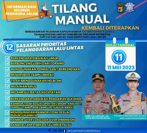 Mulai 11 Mei, Satlantas Polres Mesuji akan Kembali Terapkan Tilang Manual