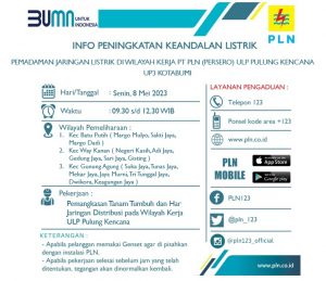 Besok, Sejumlah Kecamatan di Utara Tubaba Bakal Alami Pemadaman Listrik Sementara