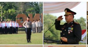 HUT Bhayangkara Ke-77, Kapolres  Lamteng Jadi Irup, Kanit Regident Komandan Upacara
