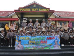 Polisi Sahabat Anak, Kasat Lantas Edukasi Ratusan Anak TK di Polres Way Kanan