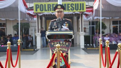 Puncak Perayaan Hari Bhayangkara Ke 80 Tahun 2026, Polres Mesuji Melaksanakan Upacara, Kapolres Bacakan Sambutan Presiden Prabowo