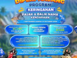 Program Diskon Pajak dan Balik Nama Kendaraan Lampung Diperpanjang Hingga 31 Oktober 2026