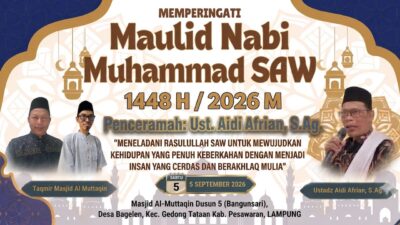 Takmir Masjid Al-Muttaqin Pesawaran Gelar Maulid Nabi, Usung Tema Meneladani Akhlak Rasulullah