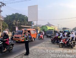 Satlantas Polres Lampung Tengah Siaga di Jalan Pastikan Keselamatan Warga Sejak Matahari Terbit